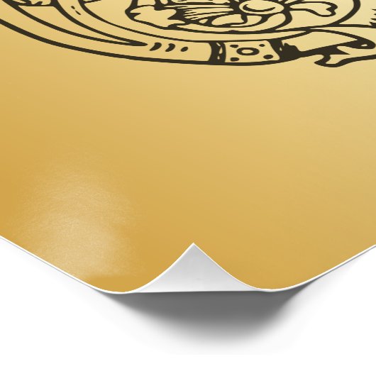 Victorian Monogram Medieval Emblem Shield Gold Poster (Ecke)