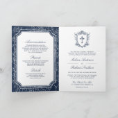 Victorian Navy Blue Catholic QR Code Wedding Einladung (Innenseite)