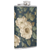 Victorian Navy & Cream Floral Botanical Blanket Flachmann (Rechts)