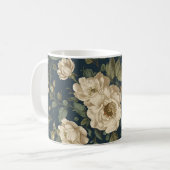 Victorian Navy & Cream Floral Botanical Blanket Kaffeetasse (Vorderseite Links)