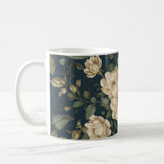 Victorian Navy & Cream Floral Botanical Blanket Kaffeetasse
