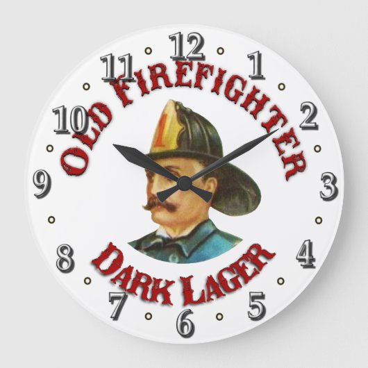 Victorian Old Firefighter Dark Lager Clock Große Wanduhr (Vorderseite)
