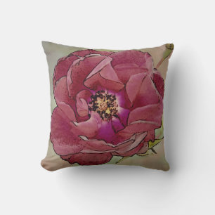 Victorian Open Rose Wurfkissen-Mauve Rückseite Kissen