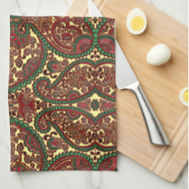 Victorian paisley pattern elegant red green gold geschirrtuch