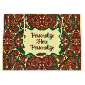 Victorian paisley pattern elegant red green gold große geschenktüte (Vorderseite)