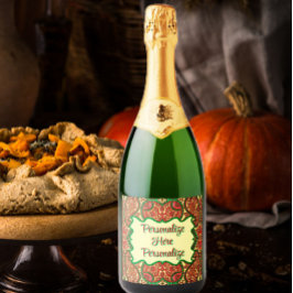 Victorian paisley pattern elegant red green gold schaumweinetikett