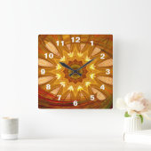 Victorian Peony Red Swirl Quadratische Wanduhr (Zuhause)