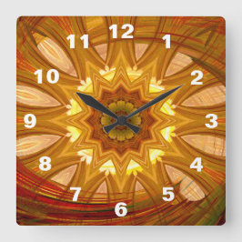 Victorian Peony Red Swirl Quadratische Wanduhr