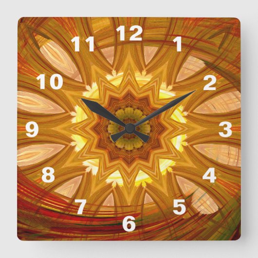 Victorian Peony Red Swirl Quadratische Wanduhr (Vorderseite)