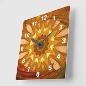 Victorian Peony Red Swirl Quadratische Wanduhr (Winkel)