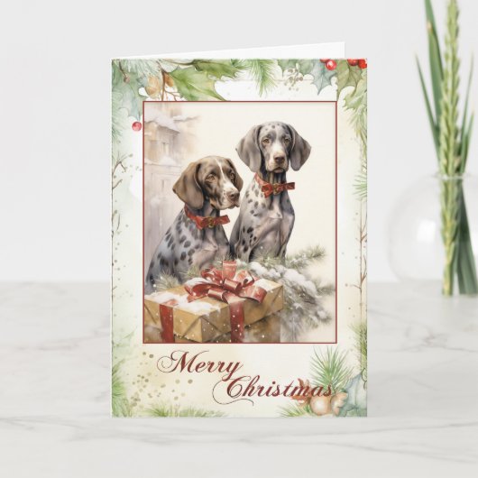 Victorian Pointer Welpen Weihnachten (Vorderseite)