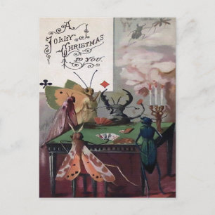 Victorian Poker Bugs Weihnachten Postkarte