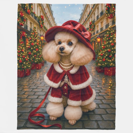 Victorian Poodle Holiday Medium Gift Bag Fleecedecke (Vorderseite)
