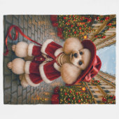 Victorian Poodle Holiday Medium Gift Bag Fleecedecke (Vorderseite (Horizontal))