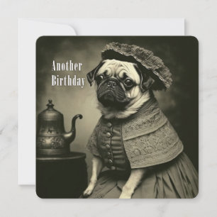 Victorian Pug Geburtstagskarte - Lustiges Bild von Feiertagskarte