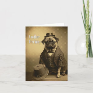Victorian Pug Geburtstagskarte - Lustiges Bild von Karte