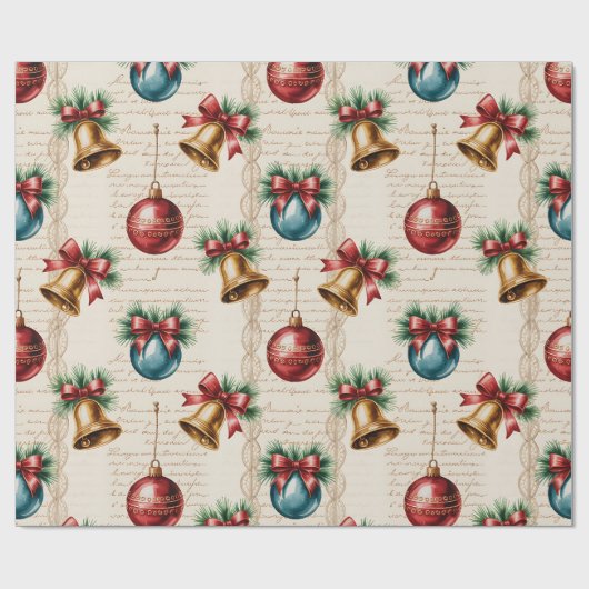 Victorian Red Blue Ornament Geschenkpapier (Flach)