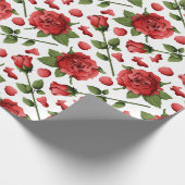 Victorian Red Roses Foliage Botanical Pattern Geschenkpapier (Ecke)