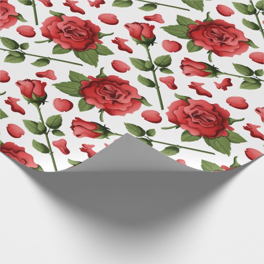 Victorian Red Roses Foliage Botanical Pattern Geschenkpapier (Ecke)