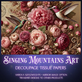Victorian Romance Hummingbird Floral Decoupage  Seidenpapier