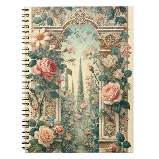 Victorian Rose Garden Archway Romantic Floral Path Notizblock (Vorderseite)