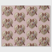 Victorian Rose Lace Heart Wrapping Paper Geschenkpapier (Flach)