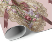 Victorian Rose Lace Heart Wrapping Paper Geschenkpapier (Rolleneckpunkt)