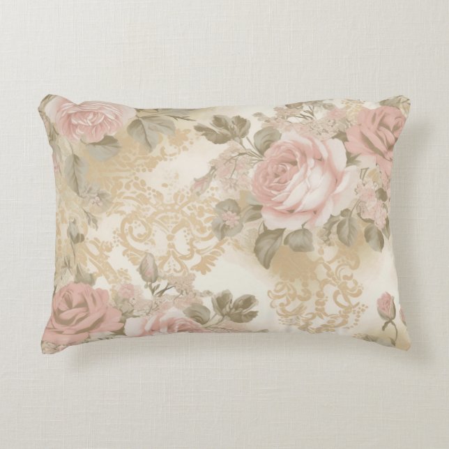 Victorian Roses Print Throw Pillow Dekokissen (Vorderseite)