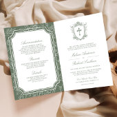 Victorian Sage Green Catholic QR Code Wedding Einladung