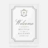 Victorian Sage Green Catholic Wedding Welcome Acrylschild (Vorderseite)