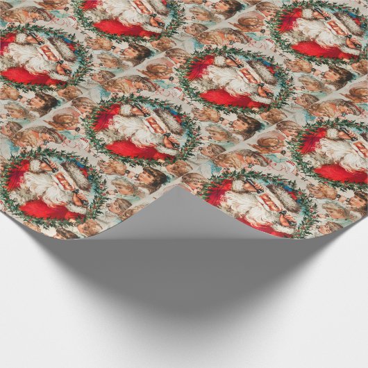 Victorian Santa Claus on Telephone with Children Geschenkpapier (Ecke)