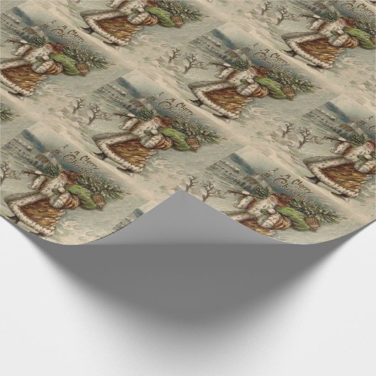 Victorian Santa Claus With Christmas Tree Geschenkpapier (Ecke)