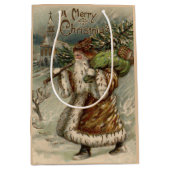 Victorian Santa Claus With Christmas Tree Mittlere Geschenktüte (Vorderseite)