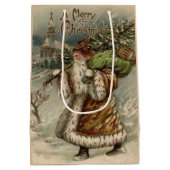 Victorian Santa Claus With Christmas Tree Mittlere Geschenktüte (Rückseite)