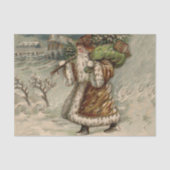 Victorian Santa Claus With Christmas Tree Seidenpapier (Vorderseite)