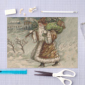 Victorian Santa Claus With Christmas Tree Seidenpapier (Handwerk)