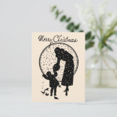 Victorian silhouettes Merry Christmas Feiertagspostkarte (Stehend Vorderseite)