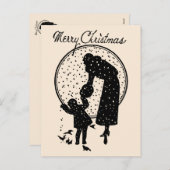 Victorian silhouettes Merry Christmas Feiertagspostkarte (Vorne/Hinten)
