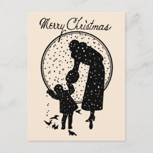 Victorian silhouettes Merry Christmas Feiertagspostkarte