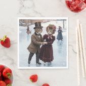 Victorian Skating Cats Napkins Serviette (Beispiel)