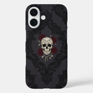 Victorian Skull & Roses Damask Phone Case