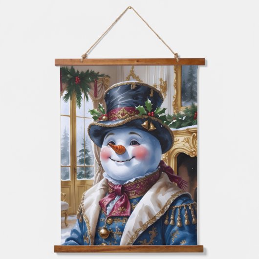 Victorian Snowman Christmas Design Wandteppich Mit Holzrahmen (Vorderseite)