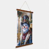 Victorian Snowman Christmas Design Wandteppich Mit Holzrahmen (Gewinkelt)