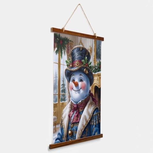 Victorian Snowman Christmas Design Wandteppich Mit Holzrahmen (Gewinkelt)