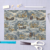 Victorian Snowy Village Christmas Illustration Seidenpapier (Handwerk)