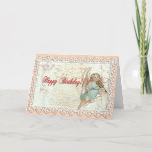 Victorian Spitze Engel Geburtstag Karte