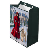 Victorian Standard Poodle Holiday  Mittlere Geschenktüte (Rückseite Schrägansicht)