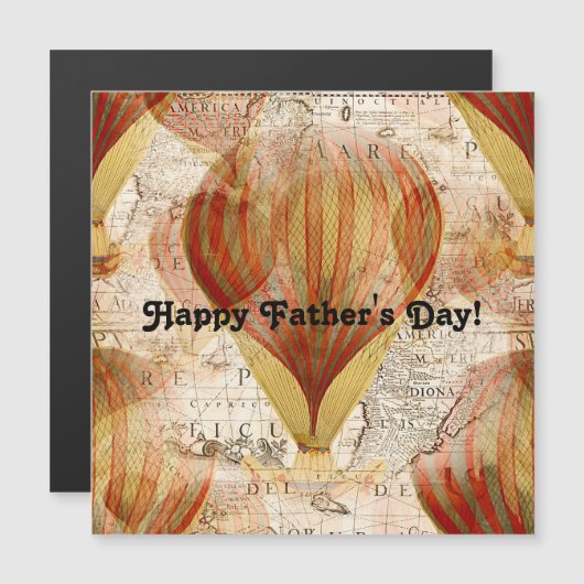 Victorian Steampunk Collage of Hot Air Balloons Magnetkarte (Vorne/Hinten)