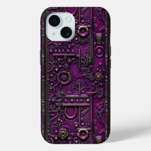 Victorian Steampunk-Getriebe Amethyst Purpur iPhone 15 Hülle