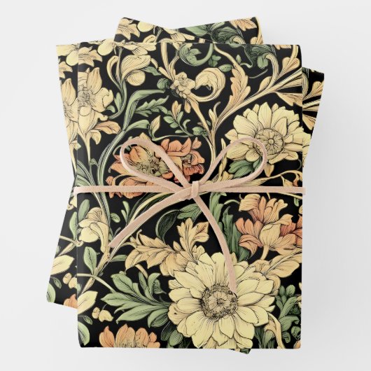 Victorian-style floral pattern geschenkpapier set (Beispiel)